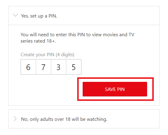 NetflixのPINコード設定