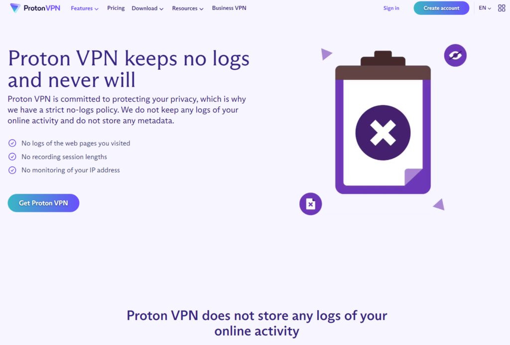 Proton VPNはどのプランでもノーログポリシーを採用